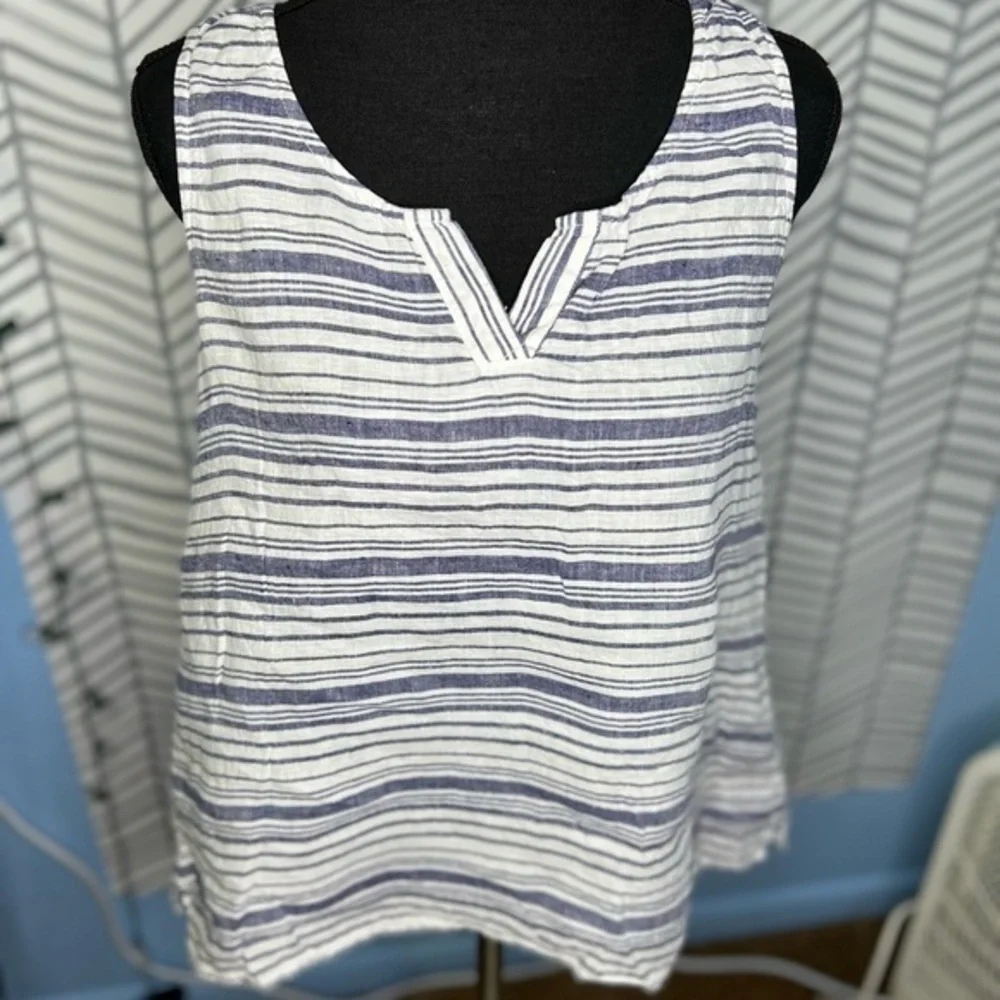 Artisan NY Striped Sleeveless Blouse - Blue and White